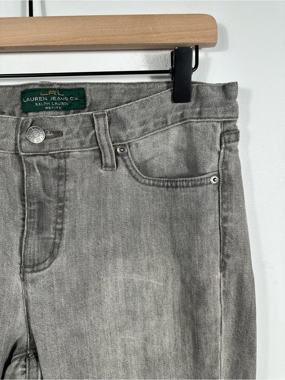 Lauren Jeans Co Ralph Lauren Gray Cropped Straight Leg Stretch Jeans Women’s 8 P - Picture 6 of 11